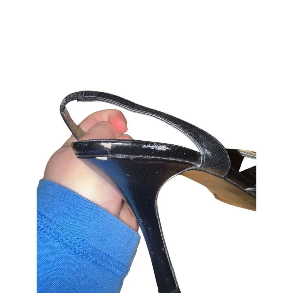 Nine West Leopard Print Strappy Open Toe Pumps women's Size 9.5 Good Condition